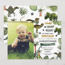 Greenery Guay Dinosauris T-Rex Fotación por cumple