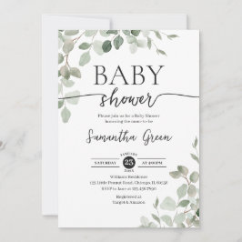 Invitación Greenery Hello Baby Baby Shower