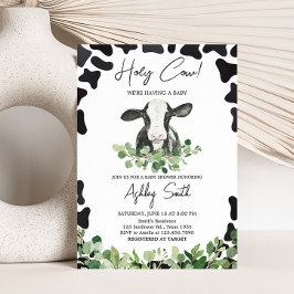 Invitación Greenery Holy Cow Baby Shower