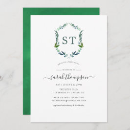 Invitación Greenery Laurel Escudo Bridal Shower