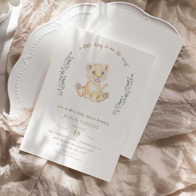 Invitación Greenery Lion Safari Animals Baby Shower (Subido por el creador)