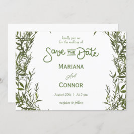 Invitación Greenery Minimal Save The Date Invitation