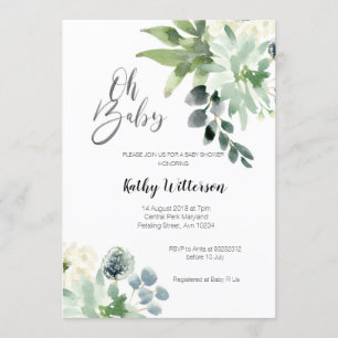 Invitación Greenery Modern Baby Shower Invitation Boy