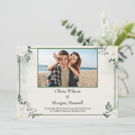 Invitación Greenery Modern Photo Save The Date Invitation