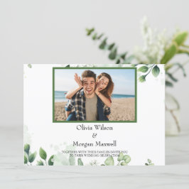 Invitación Greenery Modern Photo Save The Date Invitation