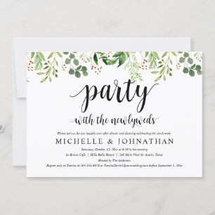 Invitación Greenery Post Boda Fiesta de cena