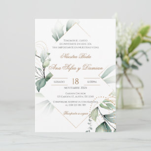 Invitación Greenery Spanish Wedding Invitation
