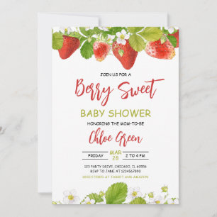 Invitación Greenery Strawberry Baby Shower