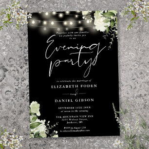 Invitación Greenery String Lights Boda Evening Fiesta