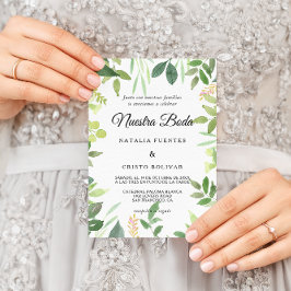 Invitación Greenery Summer Destination Spanish Wedding