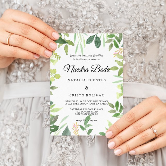 Invitación Greenery Summer Destination Spanish Wedding (Subido por el creador)