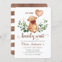 Greenery Teddy Bear Bearly Wait Baby Birthday