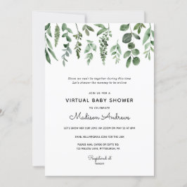 Invitación Greenery Virtual Baby Shower