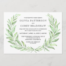 Greenery Watercolor Laurel Wreath Boda