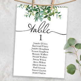 Invitación Greenery wedding table plan with modern font