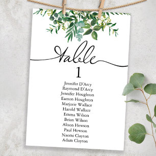 Invitación Greenery wedding table plan with modern font