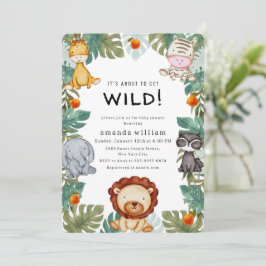 Invitación Greenery Wild Forest Sarafi Animals Baby Shower