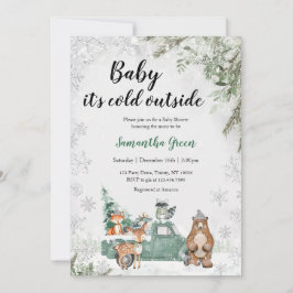 Invitación Greenery Winter Woodland Baby Shower