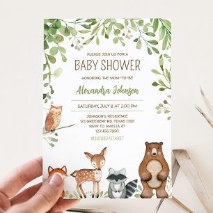 Invitación Greenery Woodland Baby Shower