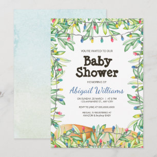 Invitación Greenery Woodland Garden Fiesta Baby Shower