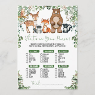 Invitación Greenery Woodland ¿Qué hay en tu bolso?