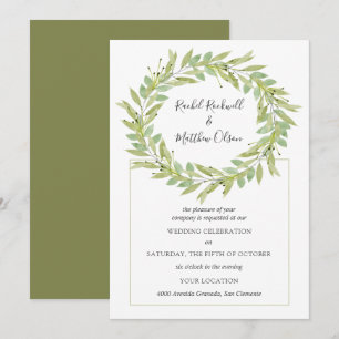 Invitación Greenery Wreath Boda