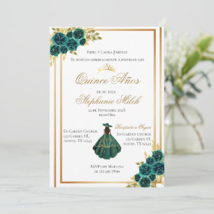 Invitación Greengery Floral Mexican Quinceanera Invitation