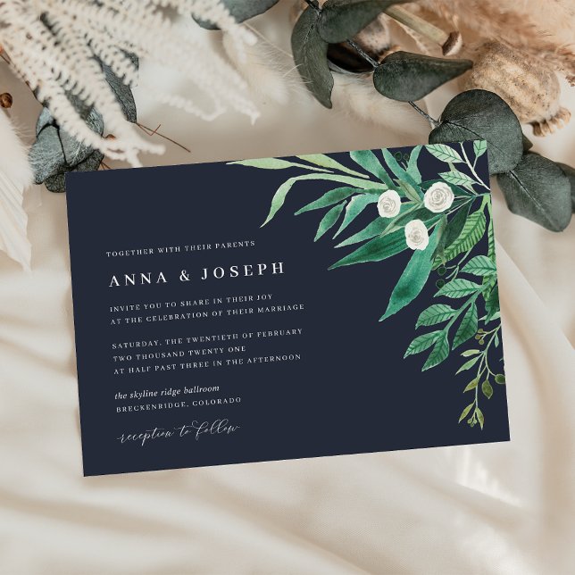 Invitación Greenhouse | Boda de follaje acuático verde (Subido por el creador)