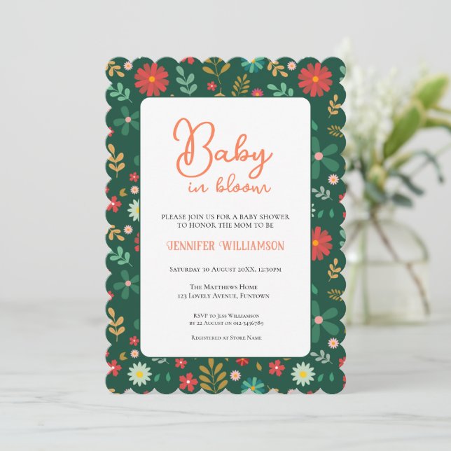 Invitación Greenn Botanical Baby Shower invitation (Anverso de pie)