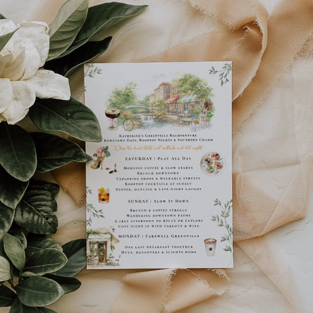 Invitación Greenville SC Bachelorette Weekend Itinerary (Subido por el creador)