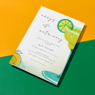 Invitación Greeny Watercolor Margarita Lime Bridal Shower