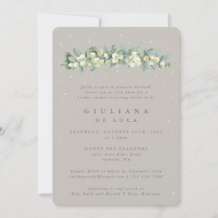 Invitación Greige Snowberry+Eucalyptus Bridal Shower
