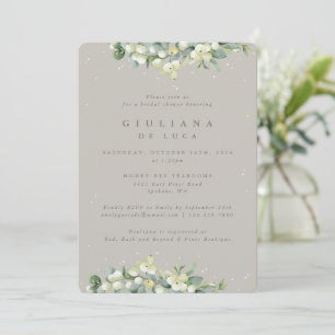Invitación Greige Snowberry+Eucalyptus Bridal Shower