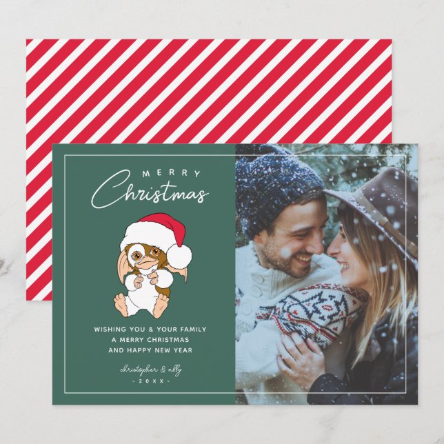 Invitación Gremlins | Foto de feriado de Navidades Gizmo (Anverso / Reverso)