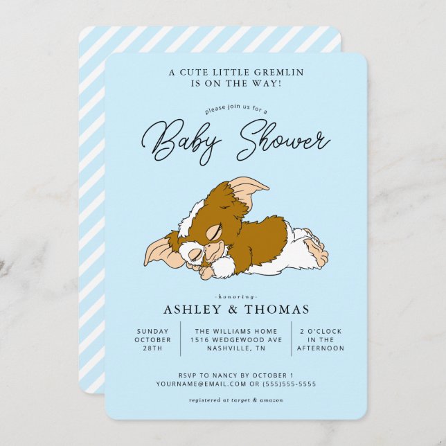 Invitación Gremlins | Gizmo Boy Baby Shower (Anverso / Reverso)
