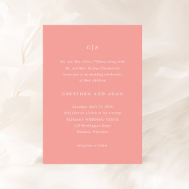 Invitación Gretchen Coral Pink Elegant Wedding