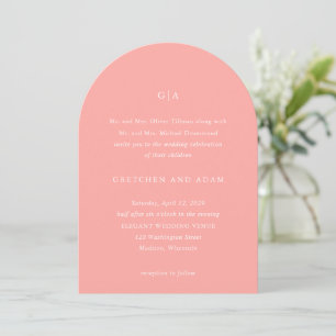 Invitación Gretchen Coral Pink Elegant Wedding