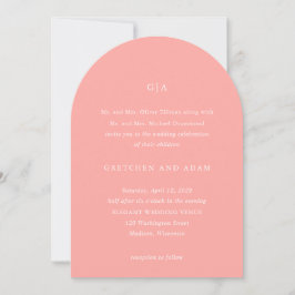 Invitación Gretchen Coral Pink Elegant Wedding