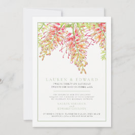 Invitación Grevillea agua botánica boda foto verde