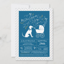 Greyhound Dog Baby Shower Boy Blue