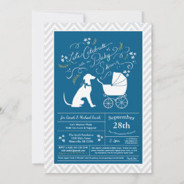 Invitación Greyhound Dog Baby Shower Boy Blue