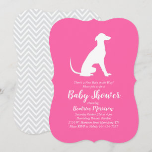 Invitación Greyhound Dog Chica Baby Shower Pink