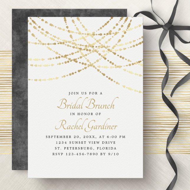 Invitación Grifo Luces Doradas Elegante Brunch Bridal (Subido por el creador)