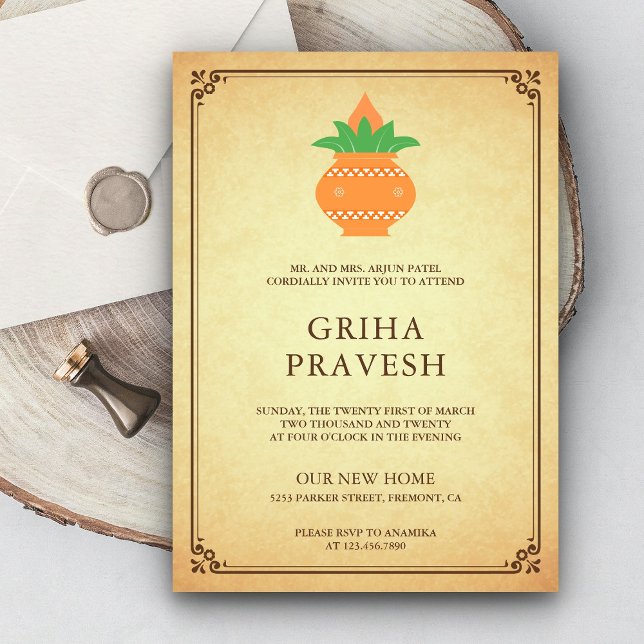 Invitación Griha Pravesh, Fiesta indio que mejora el estado d (Subido por el creador)