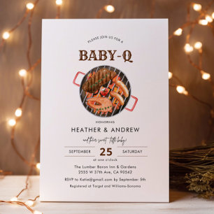 Invitación Gril Baby-Q BBQ Backyard Baby Shower
