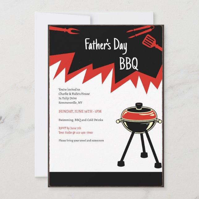 Invitación Grill caliente para barbacoa (Anverso)