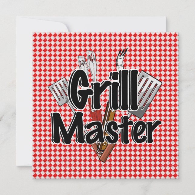 Invitación Grill Master con herramientas de barbacoa y tabla  (Anverso)