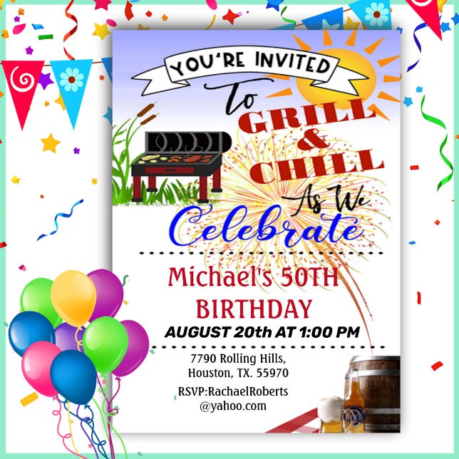 Invitación Grill Y Chill 50 cumpleaños (Subido por el creador)