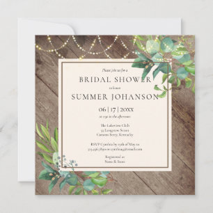 Invitación Grilletes Iluminación Verdor Rústica Ducha Bridal