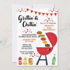 Invitación Grillin y Chillin Cumpleaños de Adultos
